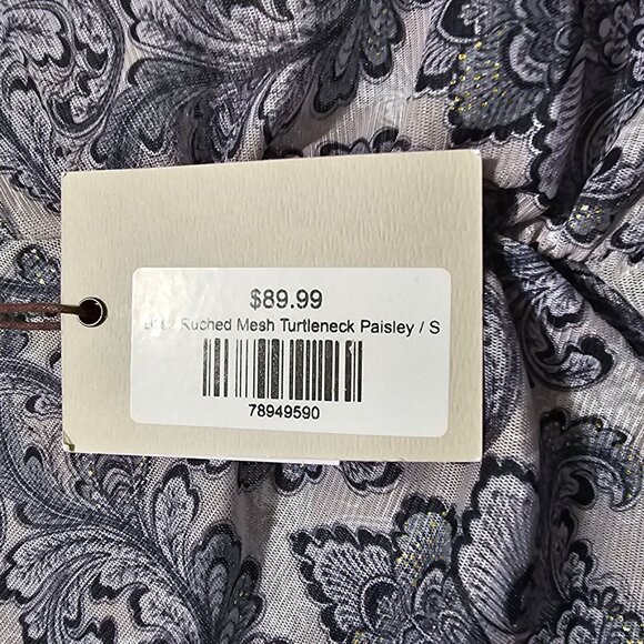 Bliss Ruched Mesh Turtleneck Blouse Small‎ - Picture 4 of 9
